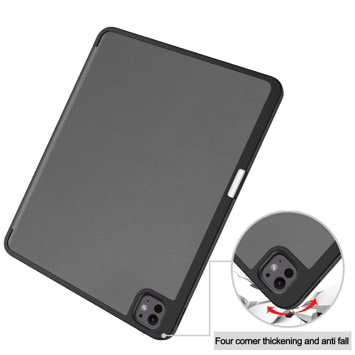 For iPad Pro 13 2025 / 2024 Custer TPU Pure Color 3-Fold Holder Smart Leather Tablet Ca ... (Grey)