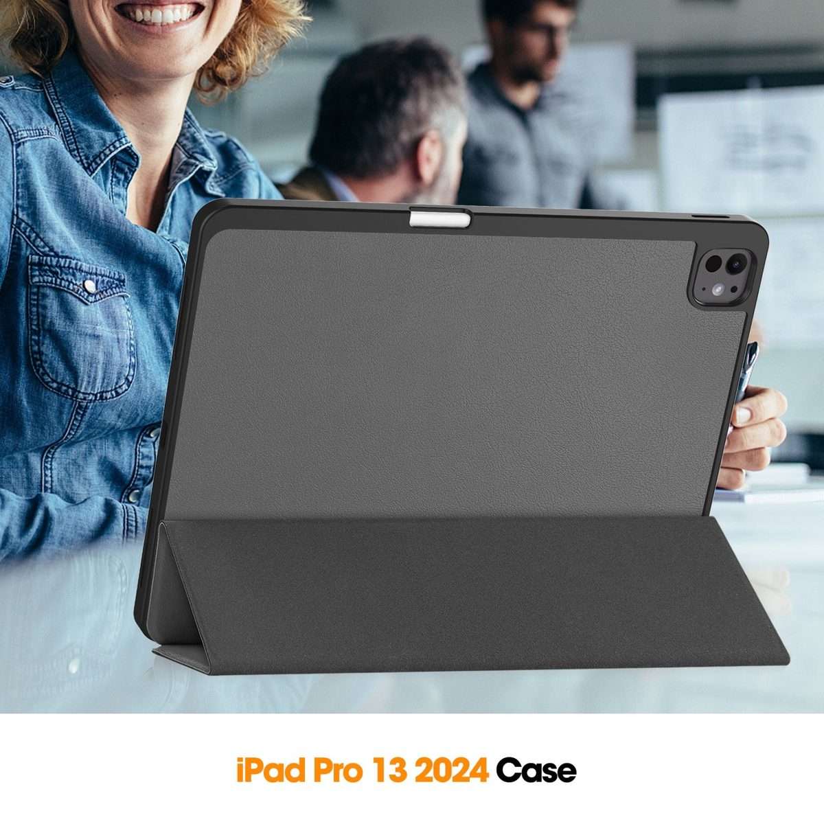 For iPad Pro 13 2025 / 2024 Custer TPU Pure Color 3-Fold Holder Smart Leather Tablet Ca ... (Grey)