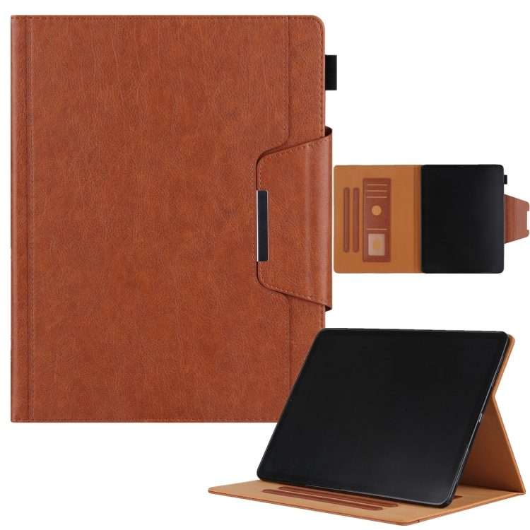 For iPad Pro 13 2025 / 2024 Solid Color Metal Buckle Leather Smart Tablet Case(Brown)