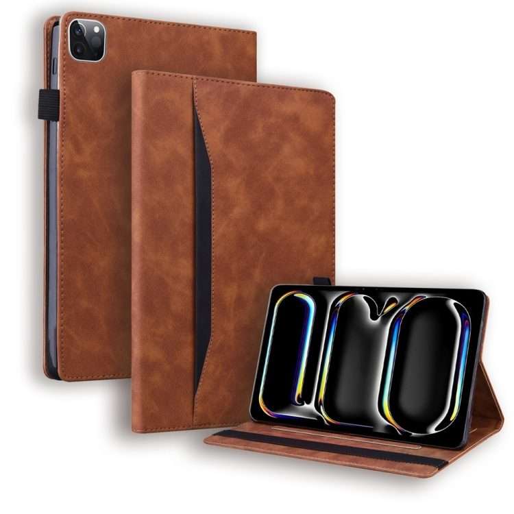 For iPad Pro 13 2025 / 2024 Splicing Shockproof Leather Tablet Case(Brown)