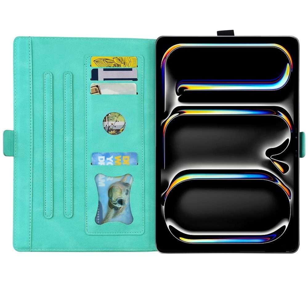 For iPad Pro 13 2025 / 2024 Love Butterfly Embossed Leather Tablet Case(Mint Green)