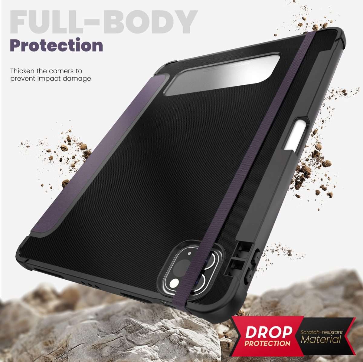 For iPad Pro 12.9 2022 / 2021 / 2020 Carbon Fiber Leather Smart Tablet Case(Purple)