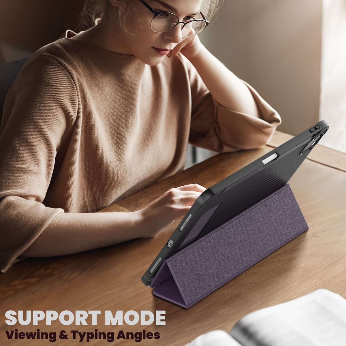 For iPad Pro 12.9 2022 / 2021 / 2020 Carbon Fiber Leather Smart Tablet Case(Purple)