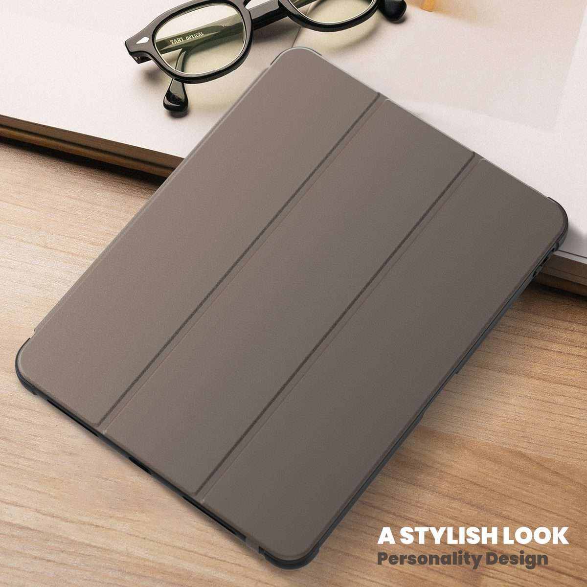 For iPad Pro 12.9 2022 / 2021 / 2020 Carbon Fiber Leather Smart Tablet Case(Brown)