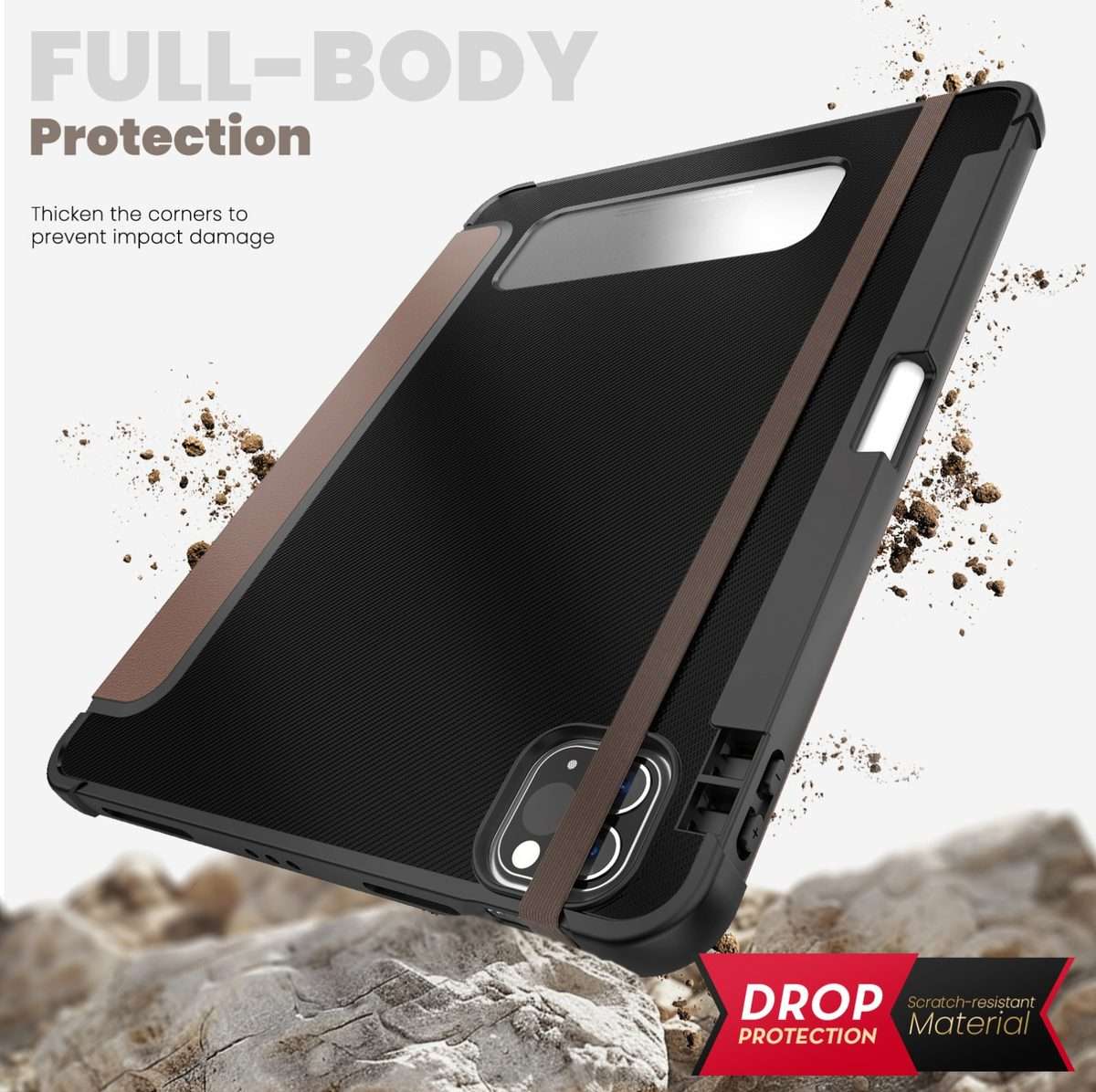 For iPad Pro 12.9 2022 / 2021 / 2020 Carbon Fiber Leather Smart Tablet Case(Brown)