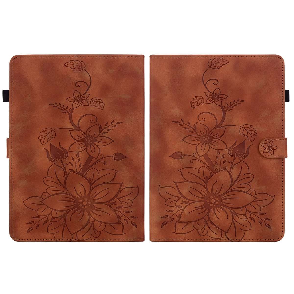 For Amazon Kindle Paperwhite 12th Gen 2024 Lily Embossed Leather Smart Tablet Case(Brown)