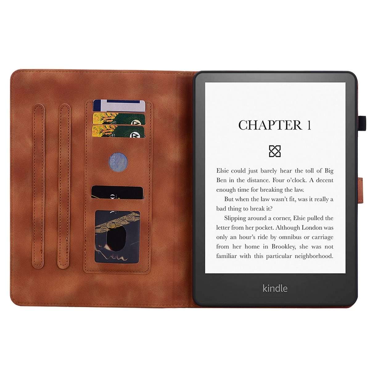 For Amazon Kindle Paperwhite 12th Gen 2024 Lily Embossed Leather Smart Tablet Case(Brown)