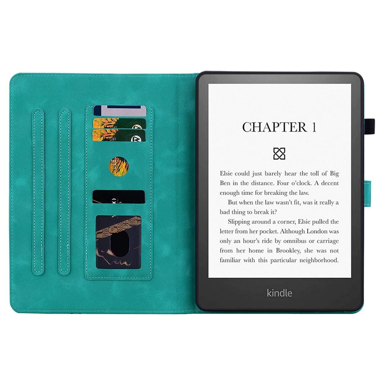 For Amazon Kindle Paperwhite 12th Gen 2024 Lily Embossed Leather Smart Tablet Case(Green)