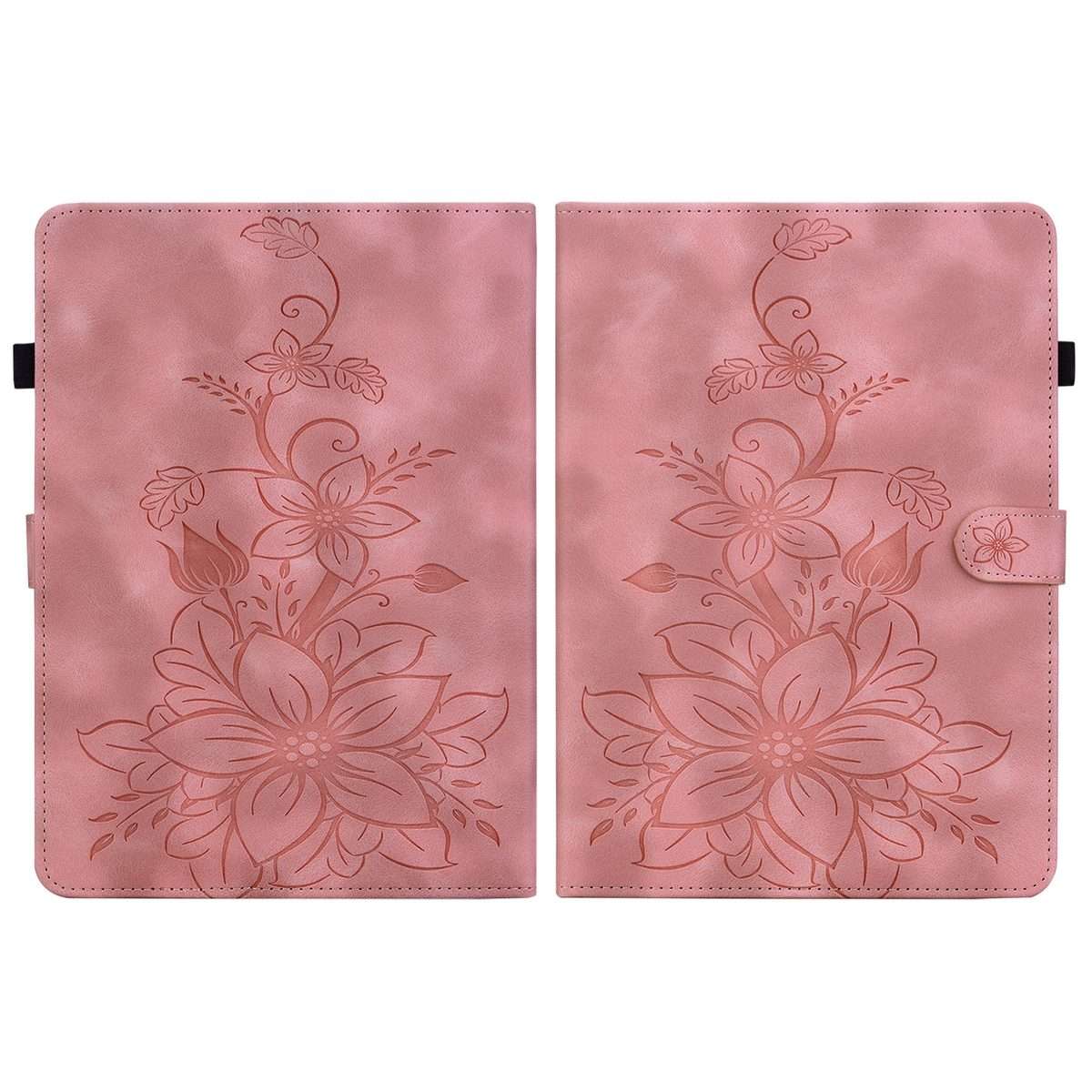 For Amazon Kindle Paperwhite 12th Gen 2024 Lily Embossed Leather Smart Tablet Case(Pink)