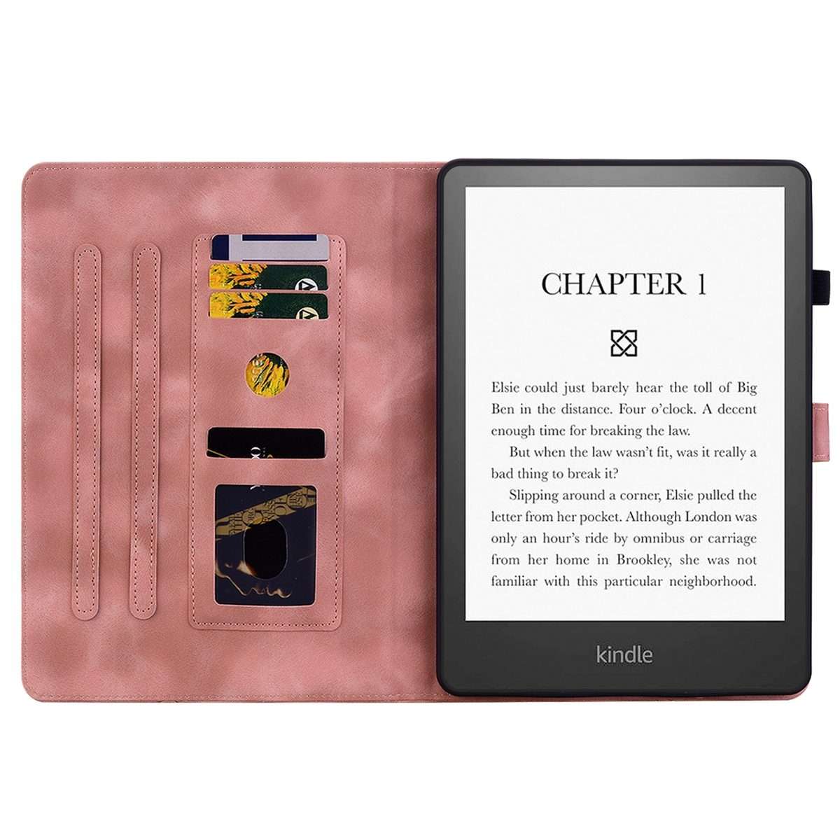For Amazon Kindle Paperwhite 12th Gen 2024 Lily Embossed Leather Smart Tablet Case(Pink)