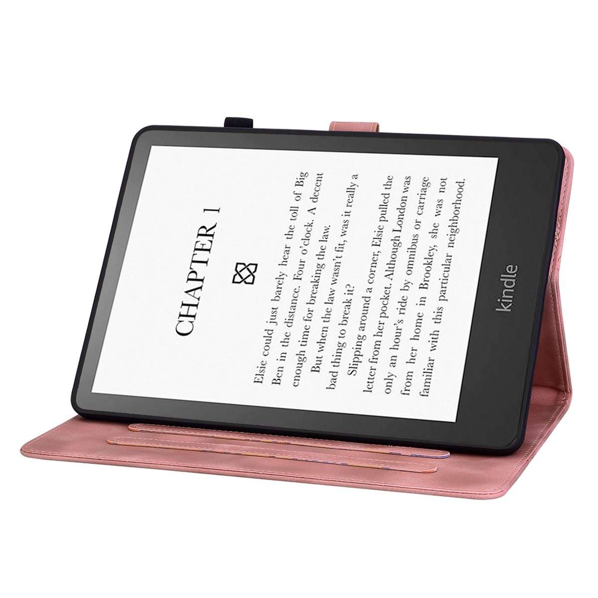For Amazon Kindle Paperwhite 12th Gen 2024 Lily Embossed Leather Smart Tablet Case(Pink)