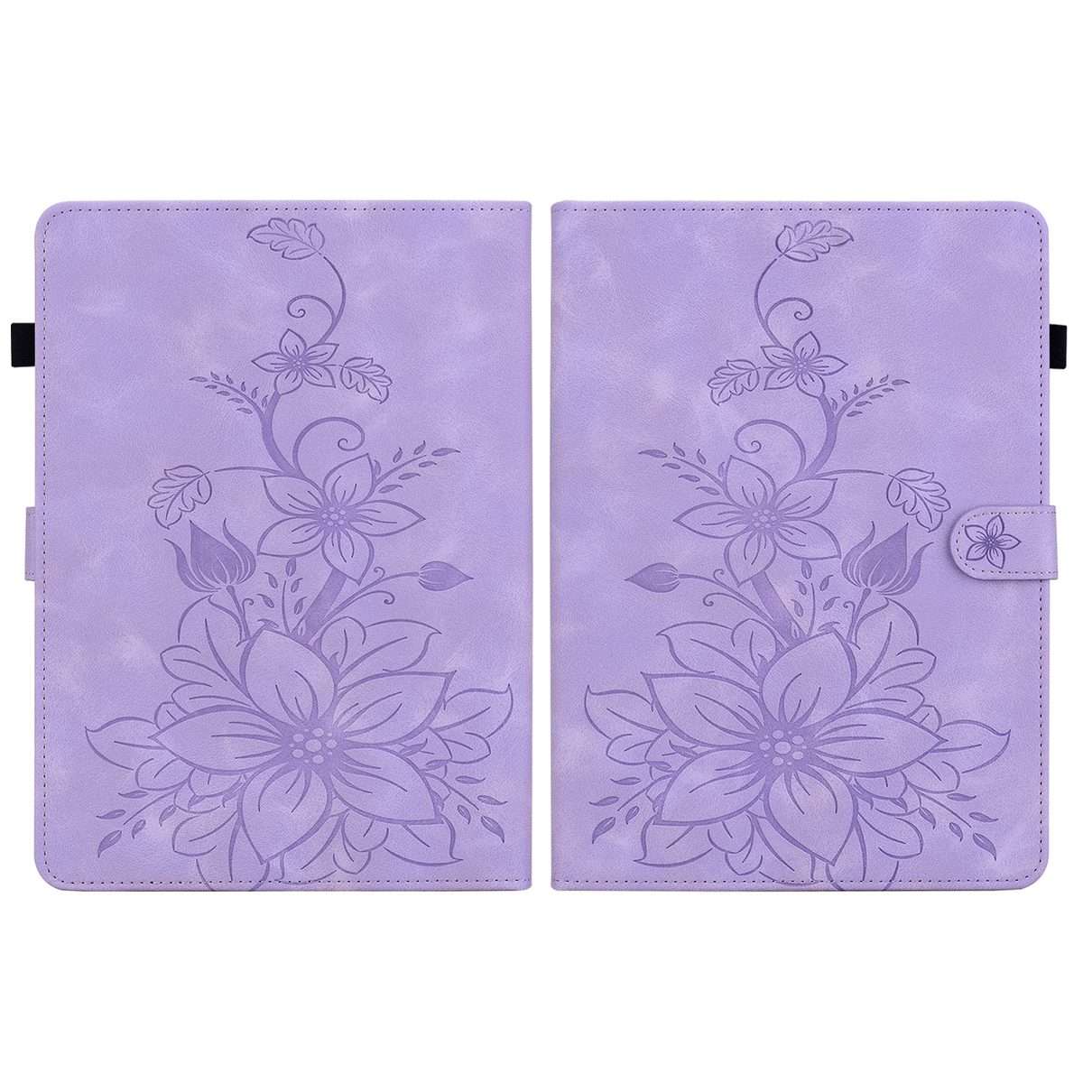 For Amazon Kindle Paperwhite 12th Gen 2024 Lily Embossed Leather Smart Tablet Case(Purple)