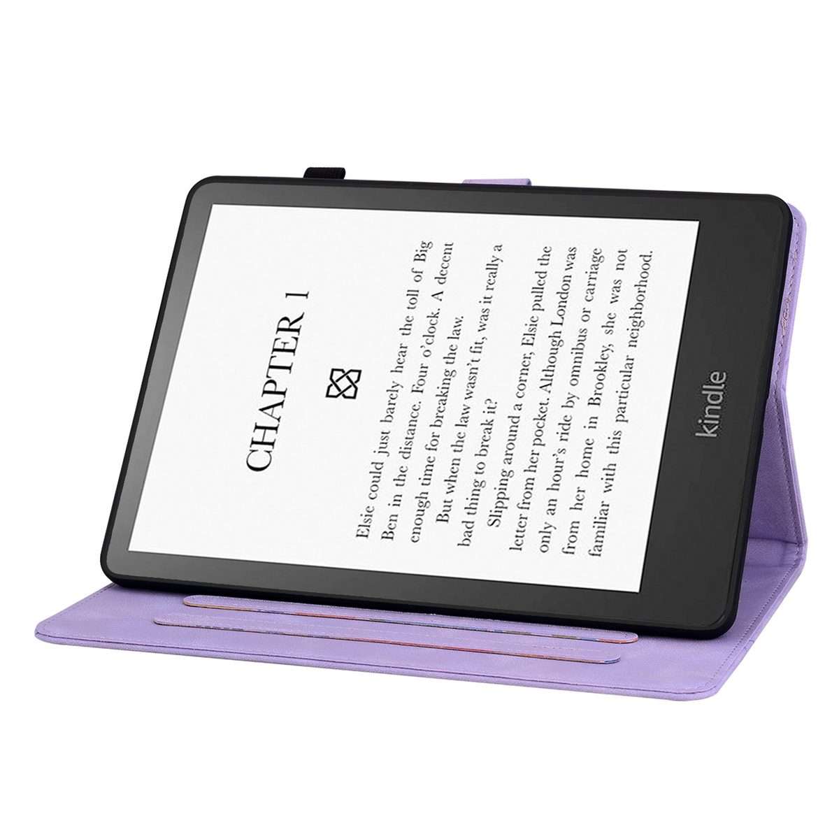 For Amazon Kindle Paperwhite 12th Gen 2024 Lily Embossed Leather Smart Tablet Case(Purple)
