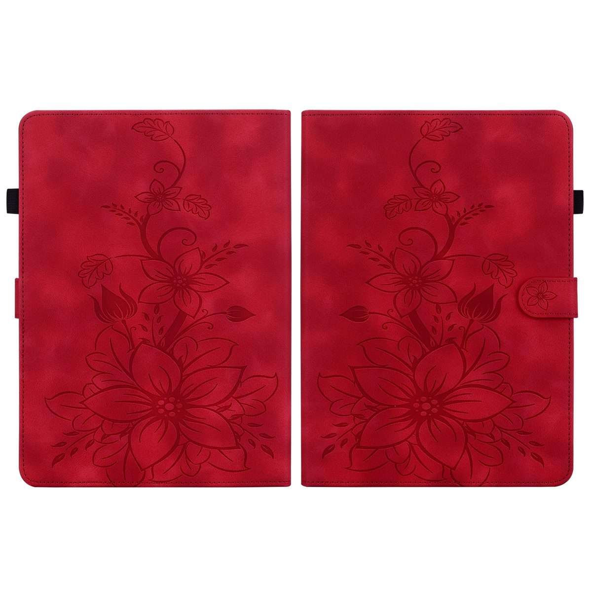 For Amazon Kindle Paperwhite 12th Gen 2024 Lily Embossed Leather Smart Tablet Case(Red)