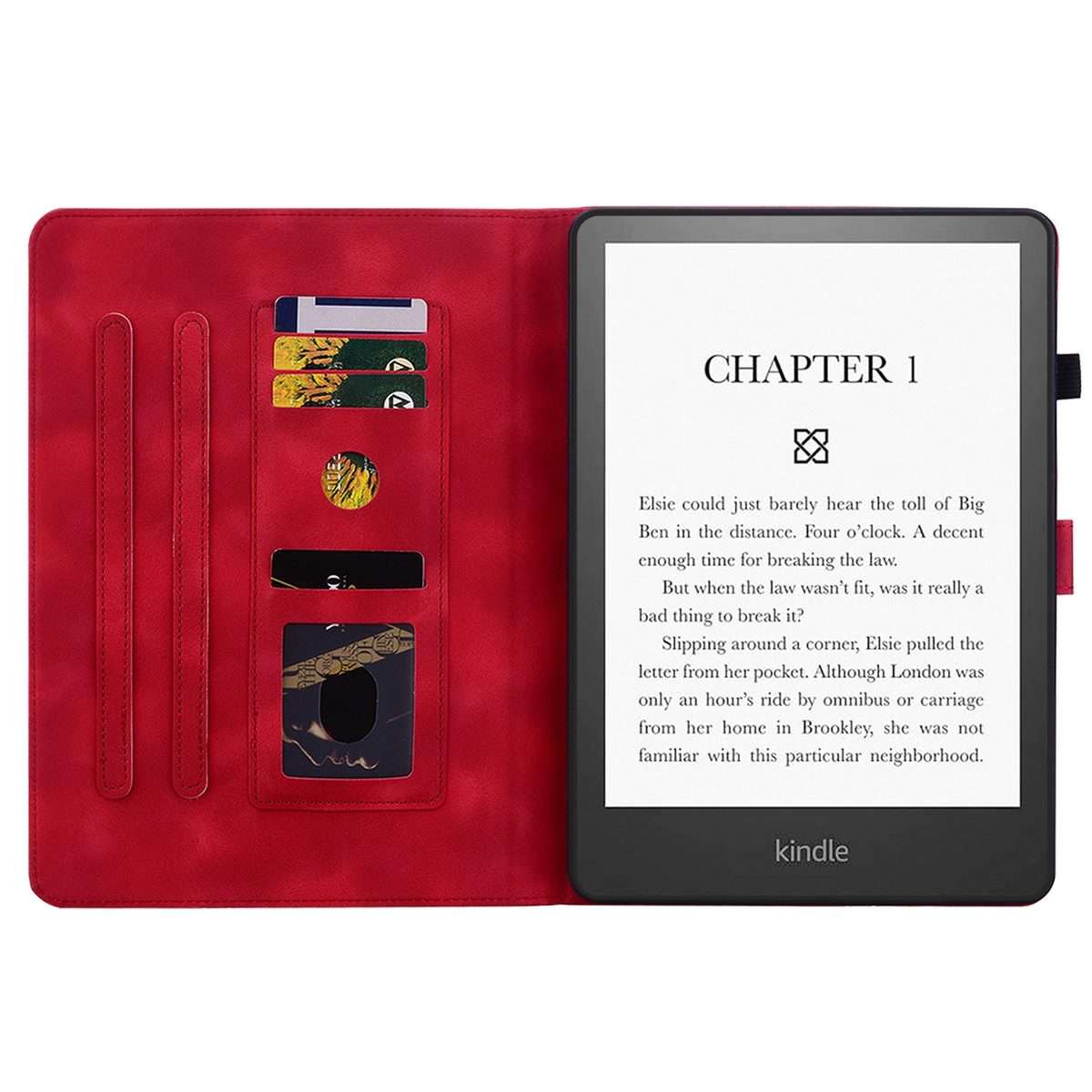 For Amazon Kindle Paperwhite 12th Gen 2024 Lily Embossed Leather Smart Tablet Case(Red)