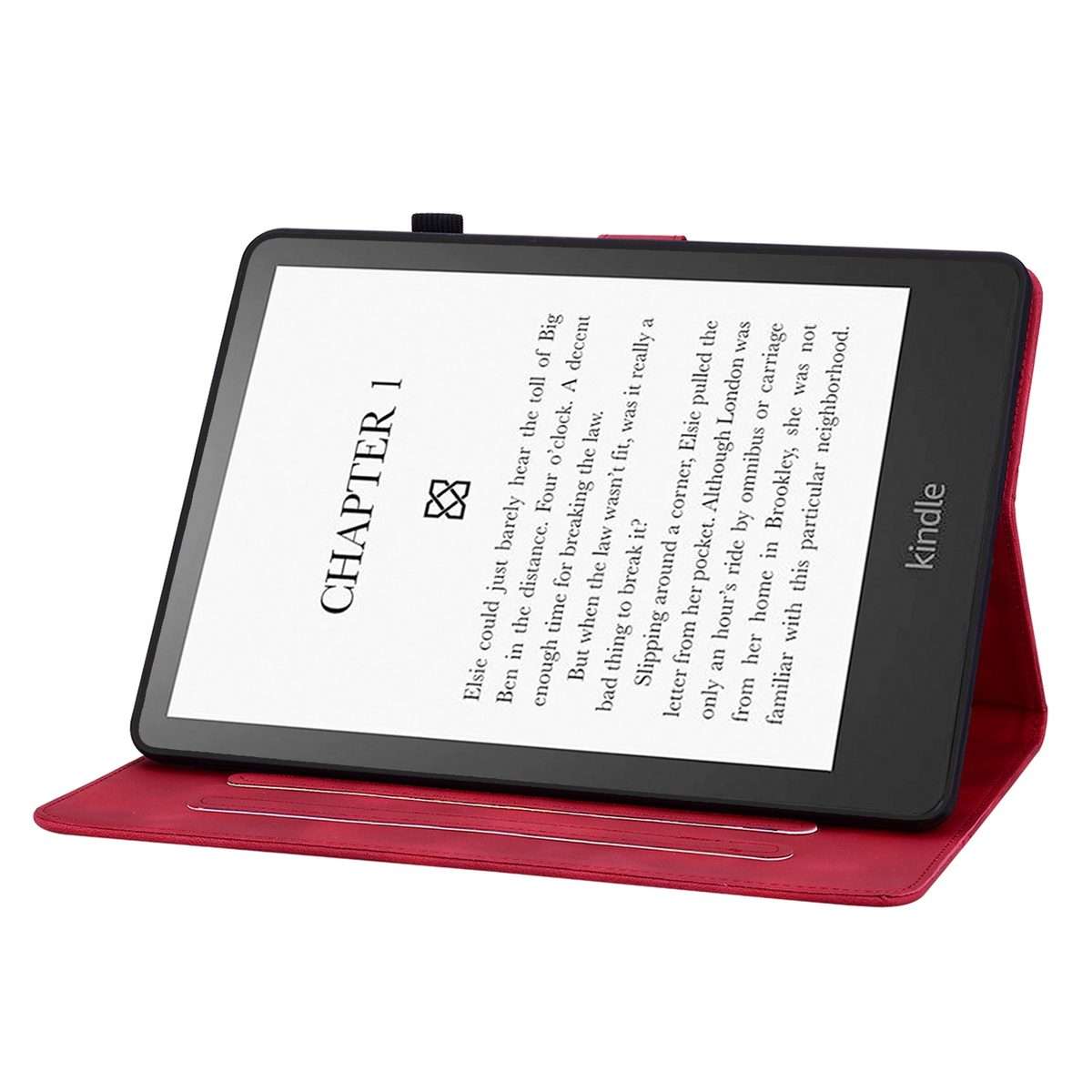 For Amazon Kindle Paperwhite 12th Gen 2024 Lily Embossed Leather Smart Tablet Case(Red)