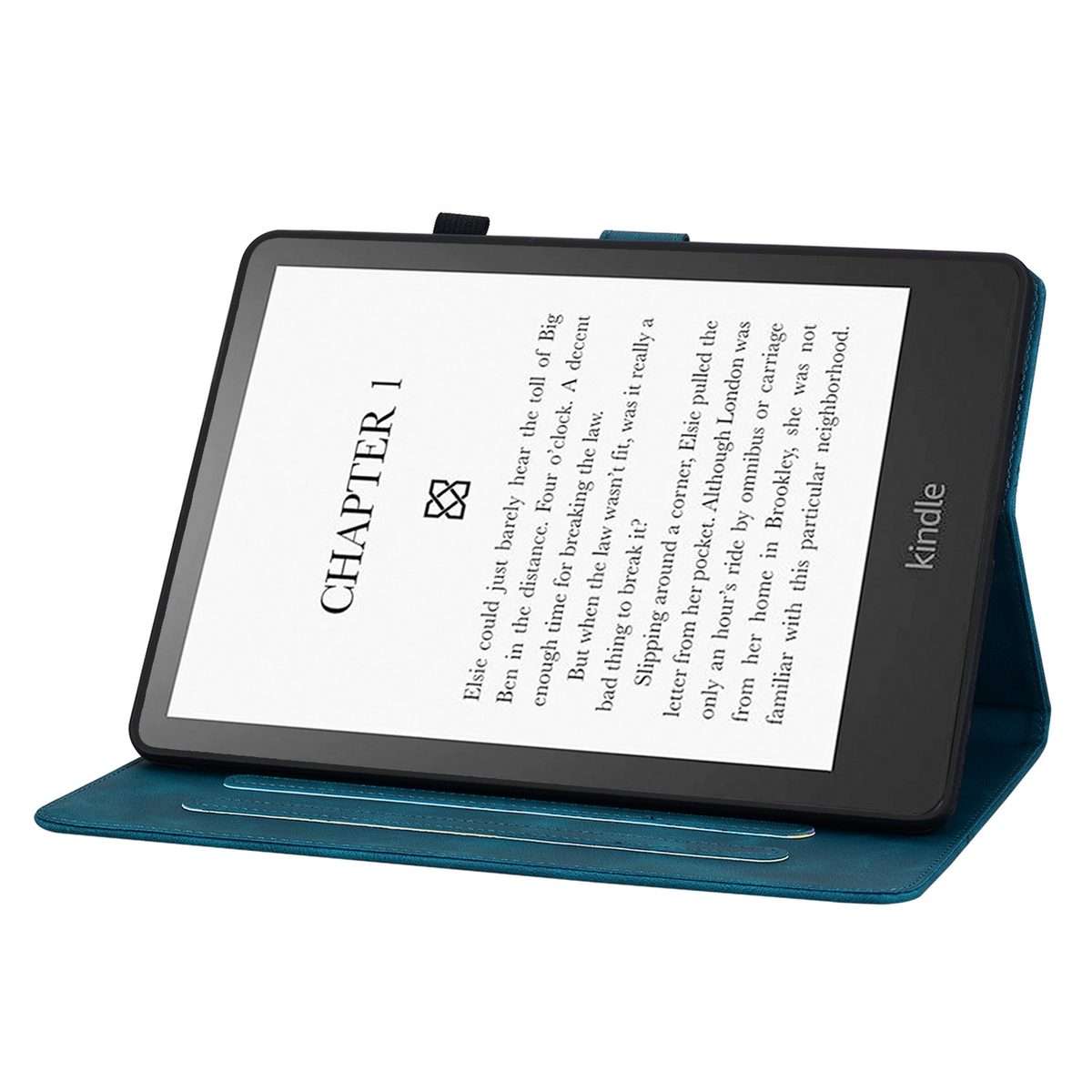 For Amazon Kindle Paperwhite 12th Gen 2024 Lily Embossed Leather Smart Tablet Case(Dark Blue)