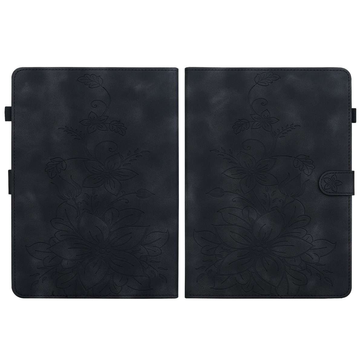 For Amazon Kindle Paperwhite 12th Gen 2024 Lily Embossed Leather Smart Tablet Case(Black)