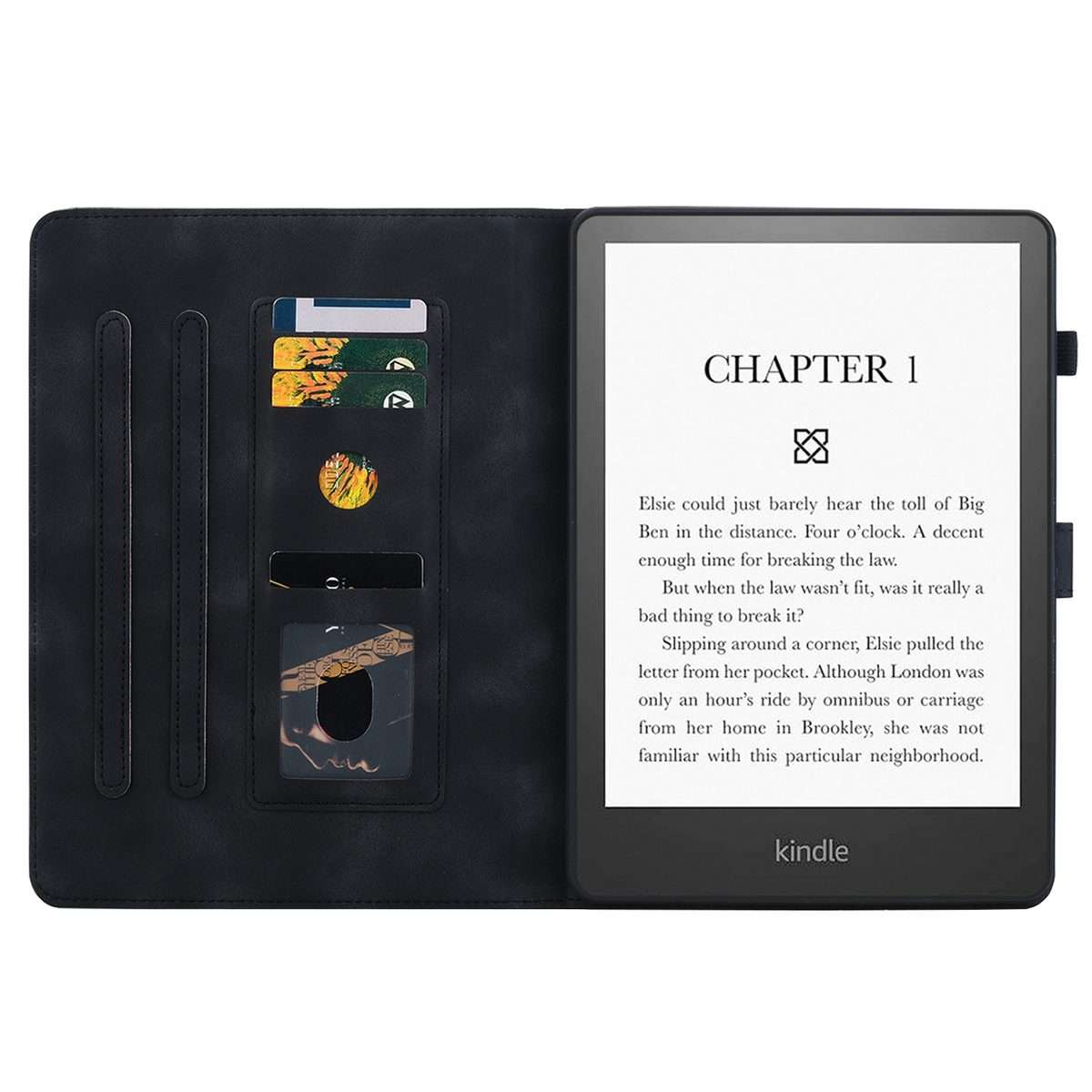 For Amazon Kindle Paperwhite 12th Gen 2024 Lily Embossed Leather Smart Tablet Case(Black)