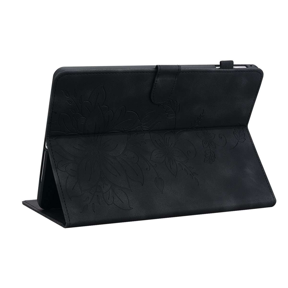 For Amazon Kindle Paperwhite 12th Gen 2024 Lily Embossed Leather Smart Tablet Case(Black)