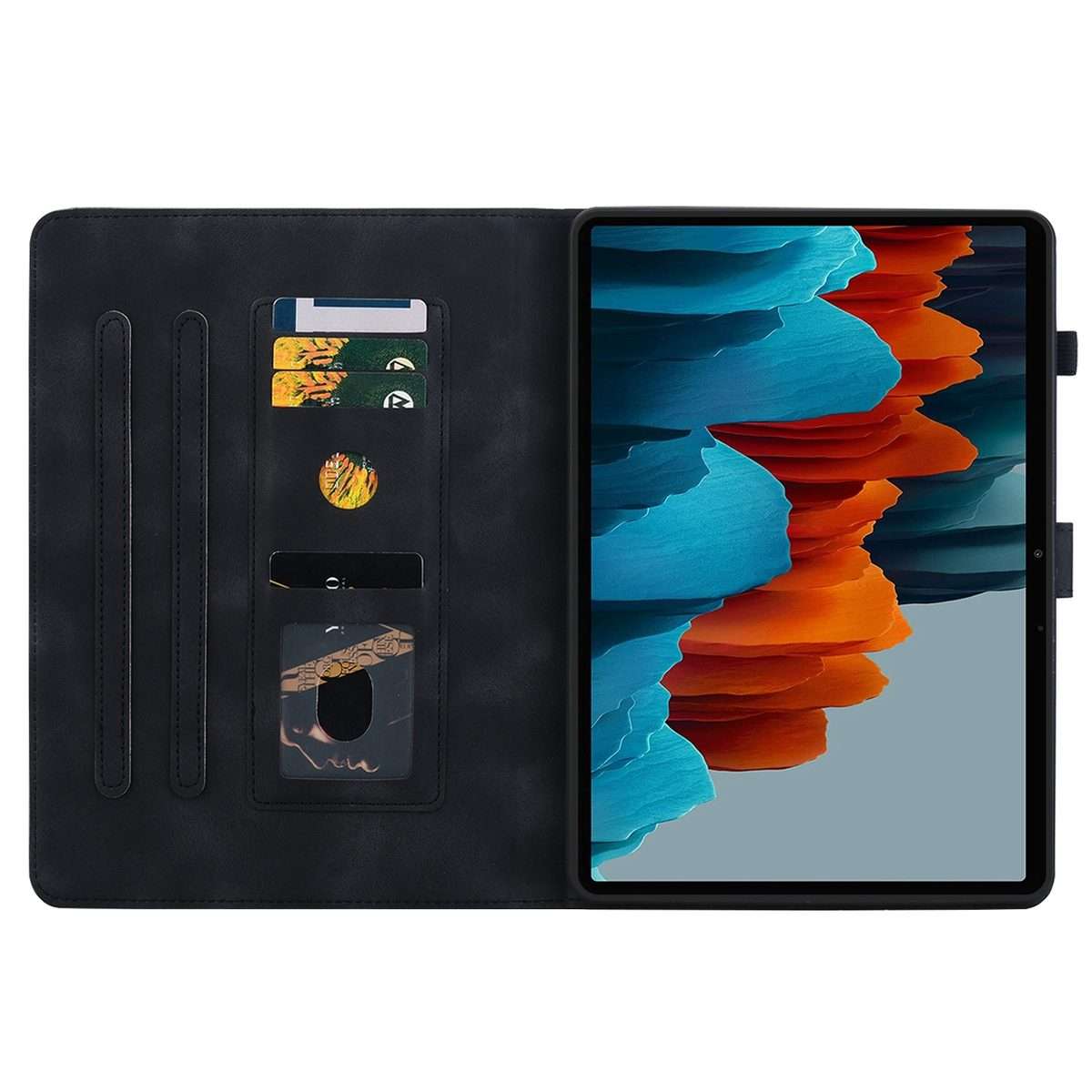 For Samsung Galaxy Tab S7 / S8 Lily Embossed Leather Tablet Case(Black)