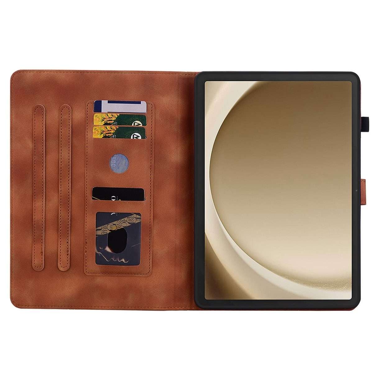 For Samsung Galaxy Tab A11+ / A9+ Lily Embossed Leather Tablet Case(Brown)