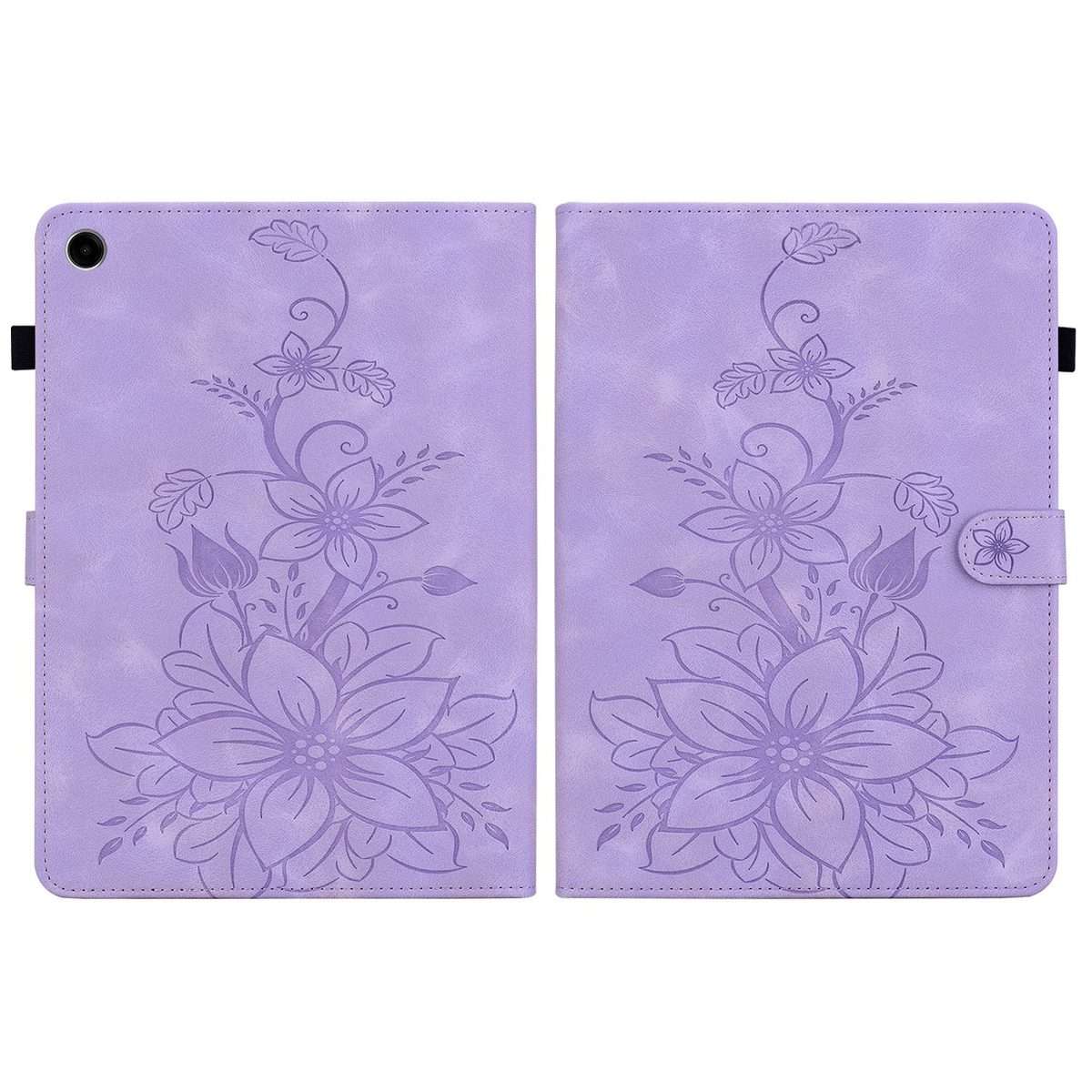 For Samsung Galaxy Tab A11+ / A9+ Lily Embossed Leather Tablet Case(Purple)