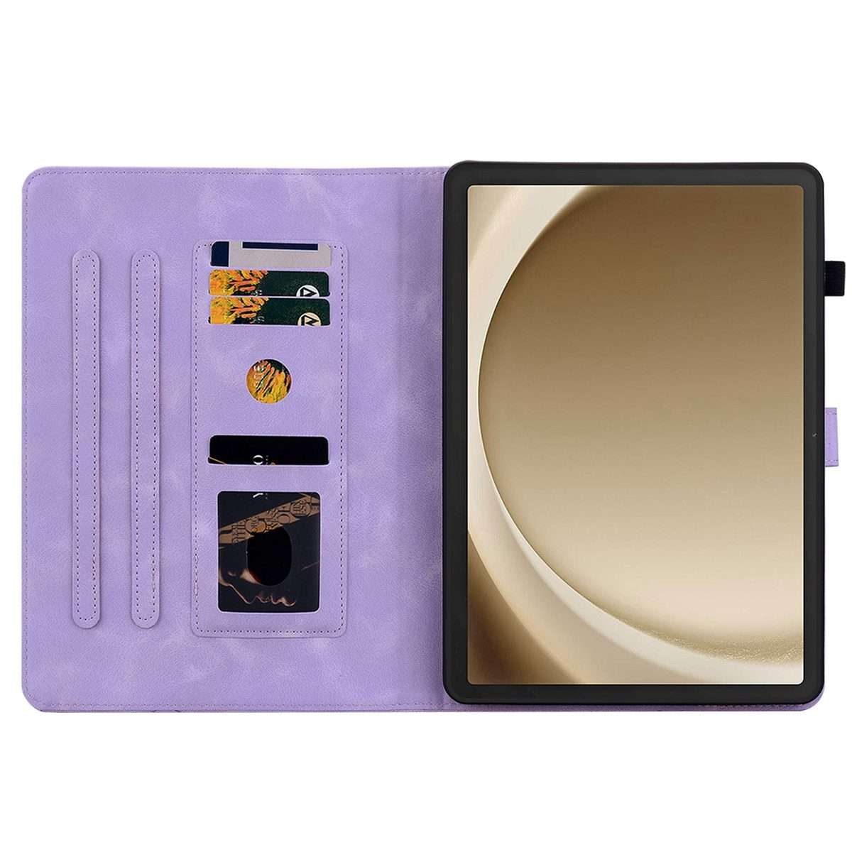 For Samsung Galaxy Tab A11+ / A9+ Lily Embossed Leather Tablet Case(Purple)