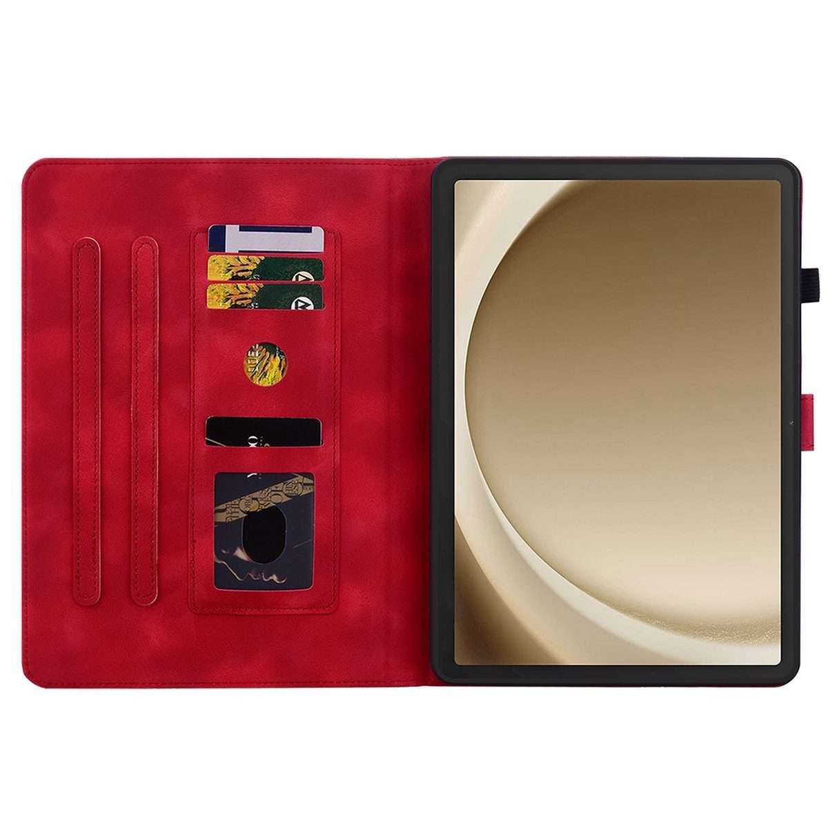 For Samsung Galaxy Tab A11+ / A9+ Lily Embossed Leather Tablet Case(Red)