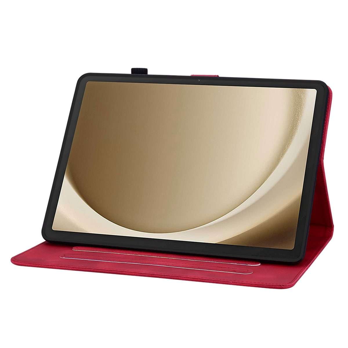 For Samsung Galaxy Tab A11+ / A9+ Lily Embossed Leather Tablet Case(Red)