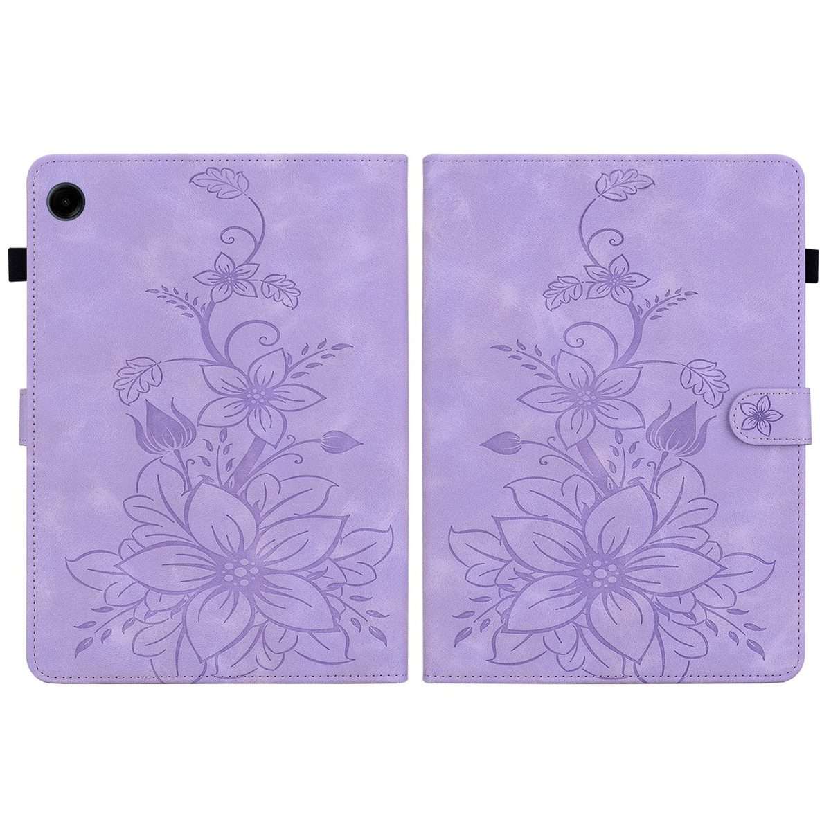 For Samsung Galaxy Tab A11 / A9 Lily Embossed Leather Tablet Case(Purple)