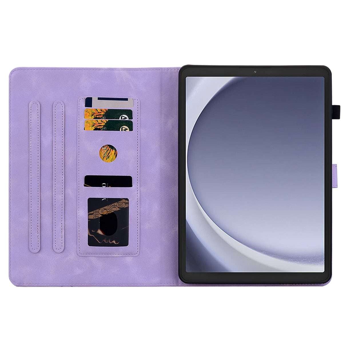 For Samsung Galaxy Tab A11 / A9 Lily Embossed Leather Tablet Case(Purple)