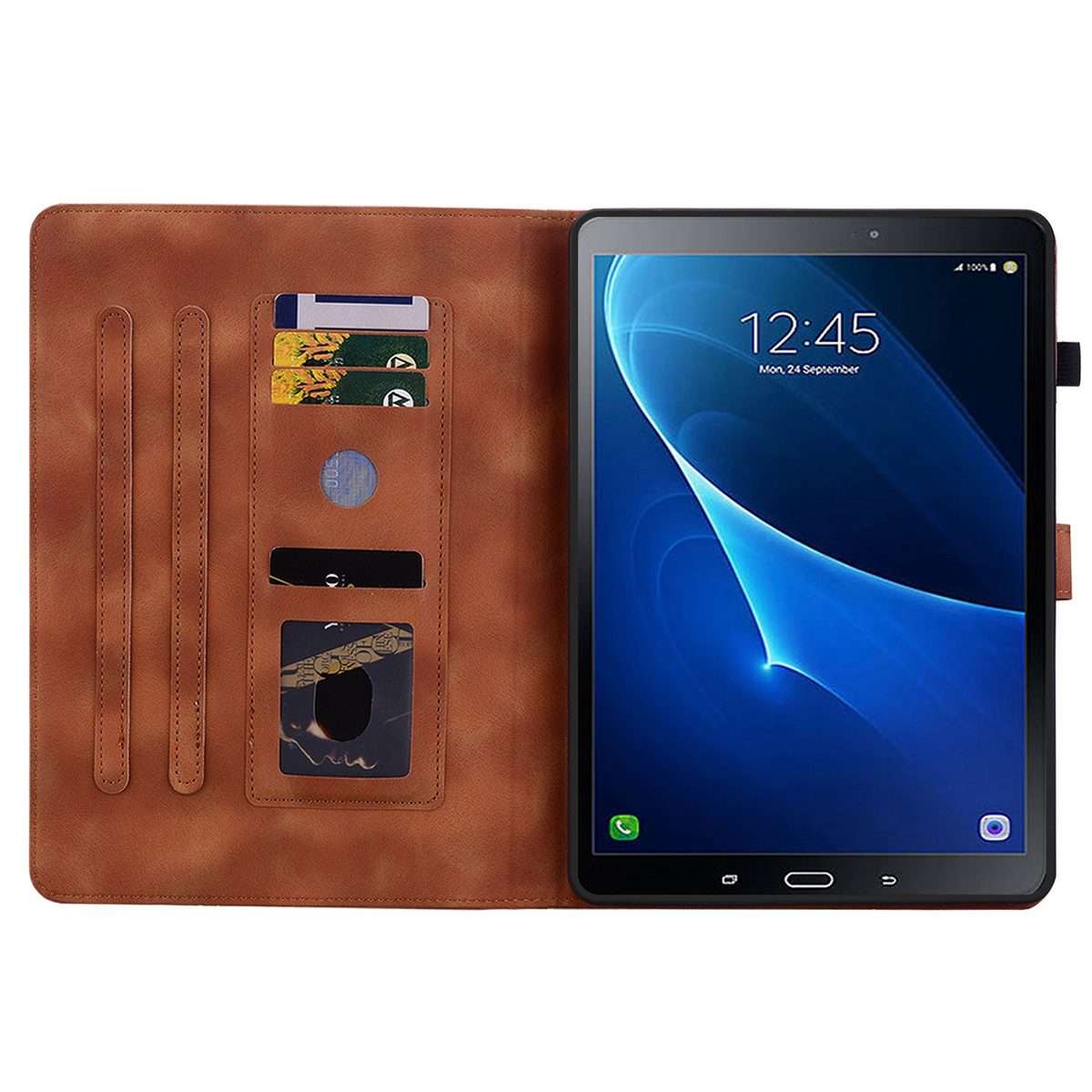 For Samsung Galaxy Tab A 10.1 2016 Lily Embossed Leather Tablet Case(Brown)