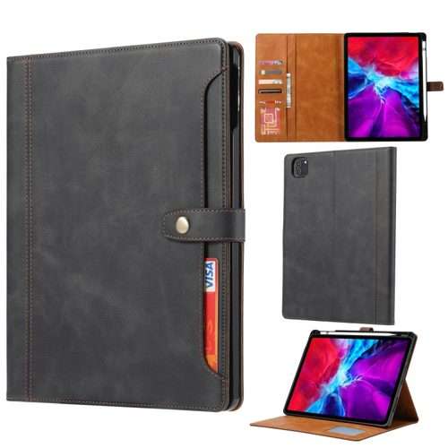 For iPad Pro 13 2025 / 2024 Calf Texture Double Fold Clasp Horizontal Flip Leather Sma ... (Black)