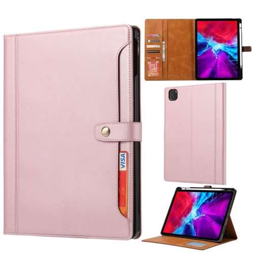 For iPad Pro 13 2025 / 2024 Calf Texture Double Fold Clasp Horizontal Flip Leather ... (Rose Gold)