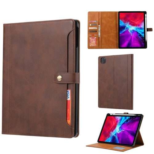 For iPad Pro 13 2025 / 2024 Calf Texture Double Fold Clasp Horizontal Flip Leather Sma ... (Brown)