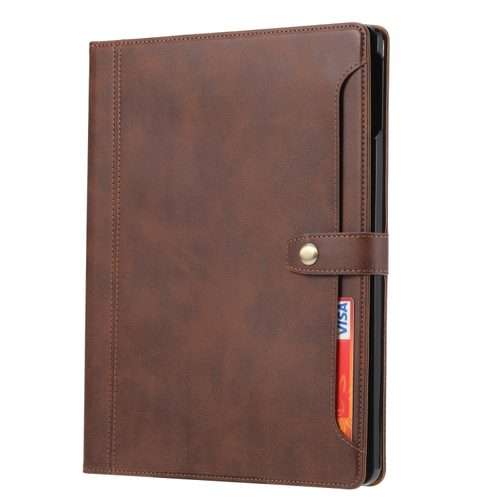 For iPad Pro 13 2025 / 2024 Calf Texture Double Fold Clasp Horizontal Flip Leather Sma ... (Brown)