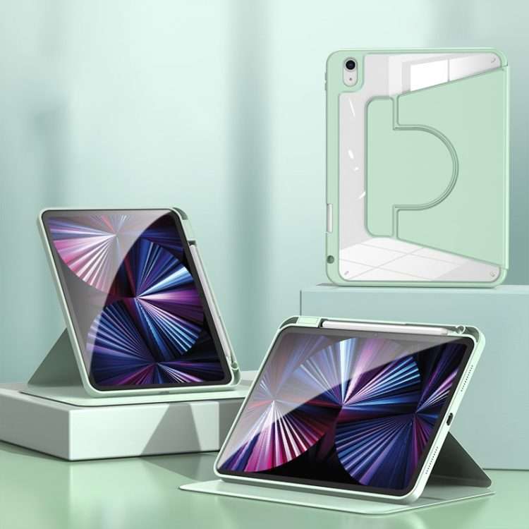 For iPad Pro 13 2025 / 2024 2 in 1 Acrylic Split Rotating Leather Tablet Case(Matcha Green)