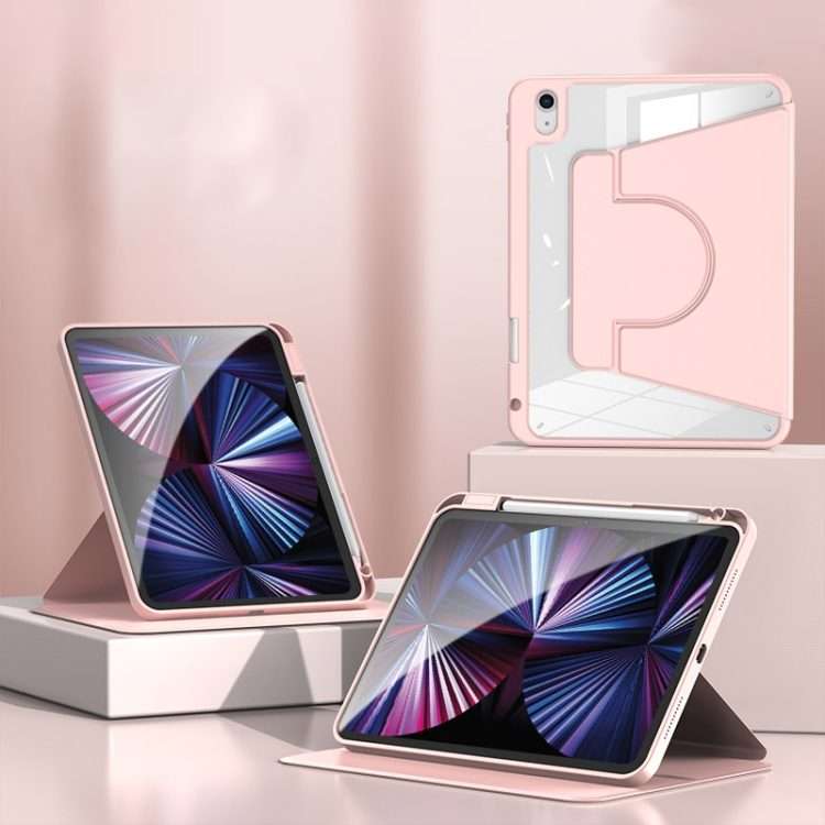 For iPad Pro 13 2025 / 2024 2 in 1 Acrylic Split Rotating Leather Tablet Case(Pink)