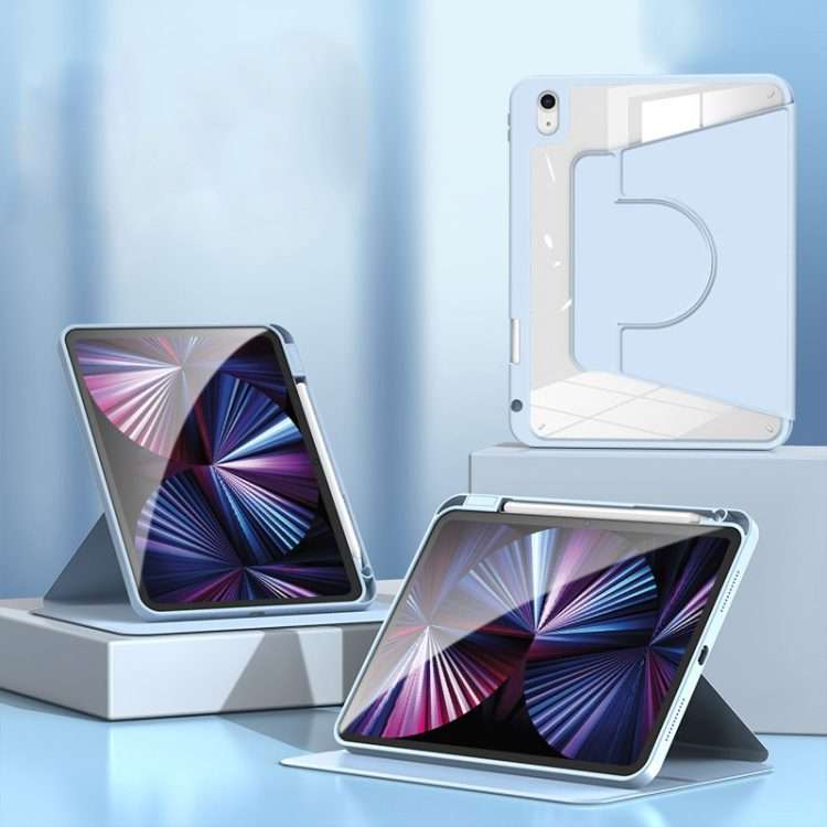 For iPad Pro 13 2025 / 2024 2 in 1 Acrylic Split Rotating Leather Tablet Case(Ice Blue)