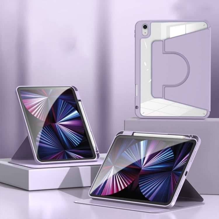 For iPad Pro 13 2025 / 2024 2 in 1 Acrylic Split Rotating Leather Tablet Case(Lavender)