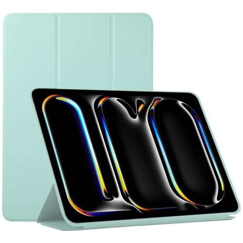For iPad Pro 13 2025 / 2024 Double-sided Clip Non-buckle Magnetic PU Smart Table ... (Light Green)