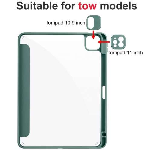 For iPad Pro 13 2025 / 2024 Acrylic 3-folding Smart Leather Tablet Case(Dark Green)