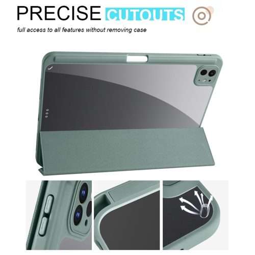 For iPad Pro 13 2025 / 2024 Acrylic 3-folding Smart Leather Tablet Case(Dark Green)
