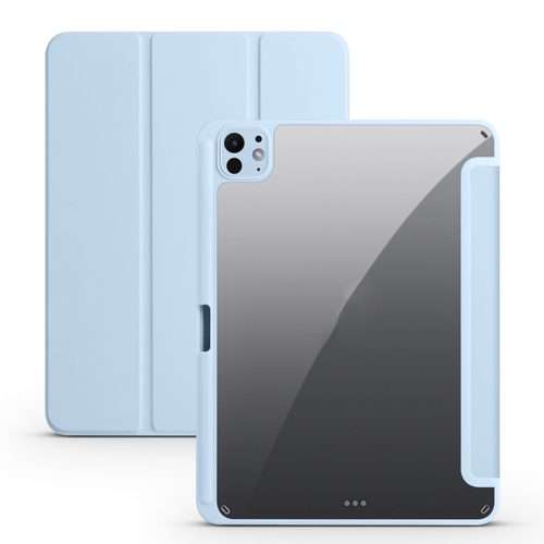 For iPad Pro 13 2025 / 2024 Acrylic 3-folding Smart Leather Tablet Case(Sky Blue)