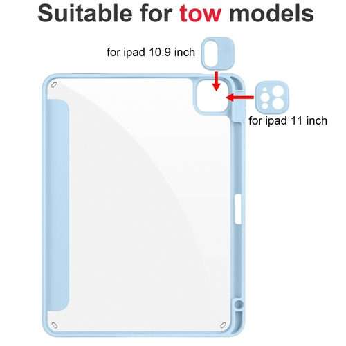 For iPad Pro 13 2025 / 2024 Acrylic 3-folding Smart Leather Tablet Case(Sky Blue)