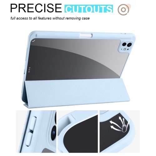 For iPad Pro 13 2025 / 2024 Acrylic 3-folding Smart Leather Tablet Case(Sky Blue)