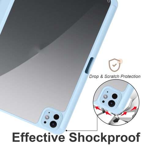 For iPad Pro 13 2025 / 2024 Acrylic 3-folding Smart Leather Tablet Case(Sky Blue)