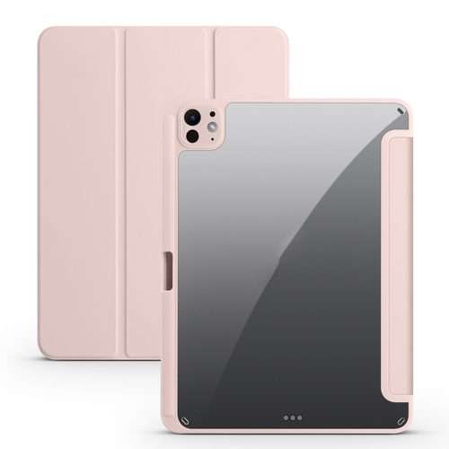 For iPad Pro 13 2025 / 2024 Acrylic 3-folding Smart Leather Tablet Case(Pink)