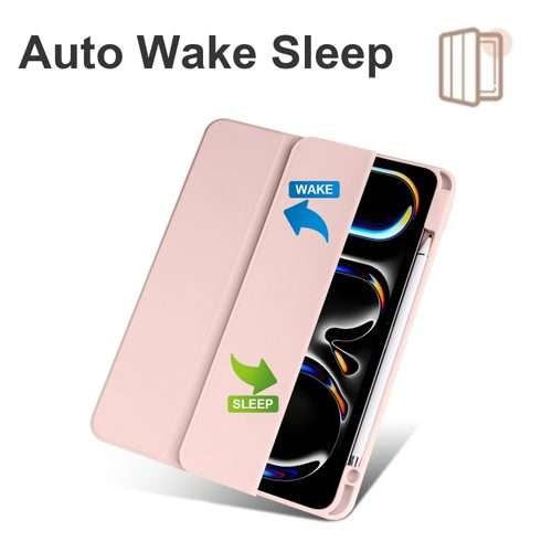 For iPad Pro 13 2025 / 2024 Acrylic 3-folding Smart Leather Tablet Case(Pink)
